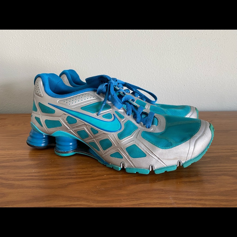 Nike Shox Turbo+ 12 | Grey/Silver & Blue | EUC | Womens 10